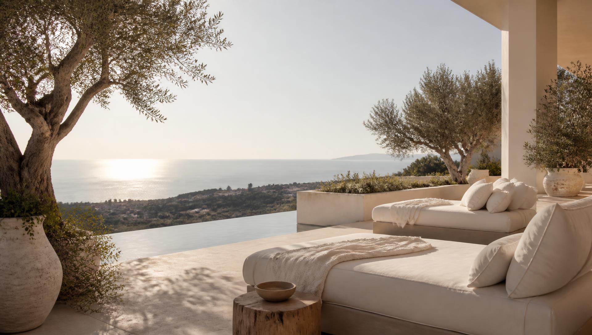 Terrace overlooking the Mediterranean on the Costa del Sol